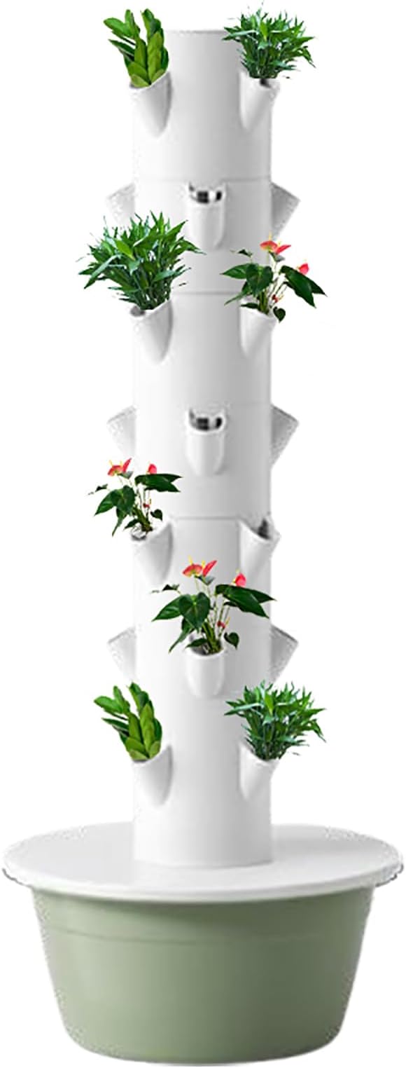 Hydroponic Tower Garden System - Vertical Self-Watering Planter for Indoor/Outdoor Use Perfect for Growing Herbs Fruits and Vegetables with Pump