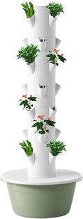 Vertical Hydroponics Growing SystemIndoor Outdoor Self-Watering Hydroponic Tower Garden Planter Tower with Pump for Herbs Fruits and Vegetables(20.8 Dx53.1 H 7 Tier)