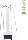 Vertical Hydroponic Tower Garden Kit - 40 Plant Indoor Growing System with LED Grow Lights 8-Tier Planter on Wheels Smart Timer for Herbs Fruits and Vegetables