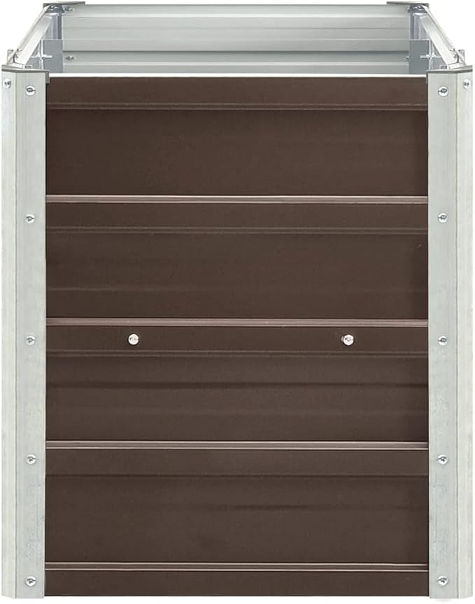 Garden Raised Planter Raised bedsGalvanized PlanterFlower BedTroughMetal PlanterRaised Garden BedBed Galvanized Steel 94.5x15.7x17.7 Brown