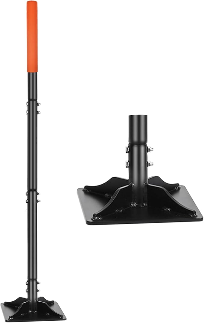 Steel Tamper 8in×8in 45in Long-Handled Hand Tamper with Rubber Grip Durable Ground Tamper Ideal for Leveling Garden Soil Gravel as Well as Laying Floor Tiles and Repairing Blacktop