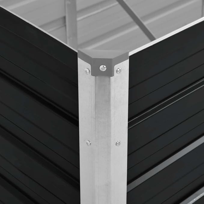 Galvanized Steel Raised Garden Bed - Welded Wire Mesh Cage for Landscape Retaining Wall Fencing Patio Plants - Anthracite