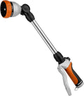RESTMO Metal Watering Wand Heavy Duty Garden Hose Wand with 180° Swivel Ratcheting Head 16'' Hose Nozzle Sprayer with 7 Spray Patterns and Flow Control for Water Hanging Baskets and Shrubs Orange