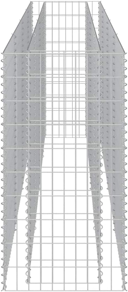 vidaXL Rectangular Gabion Raised Bed in Galvanized Steel - Sturdy and Durable Flower or Plant Bed - Weather- and Proof - Large Size