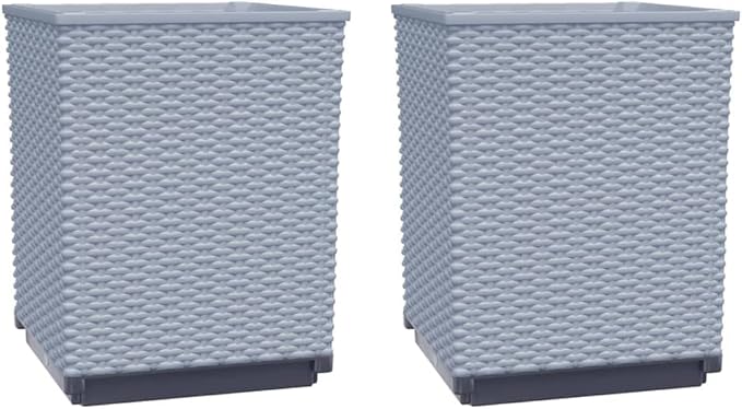 Planters 2 pcs Light PlanterGarden BedGalvanized Raised Garden BedPlanter Raised bedsGalvanized PlanterGray 11.8x11.8x14.6 Polypropylene
