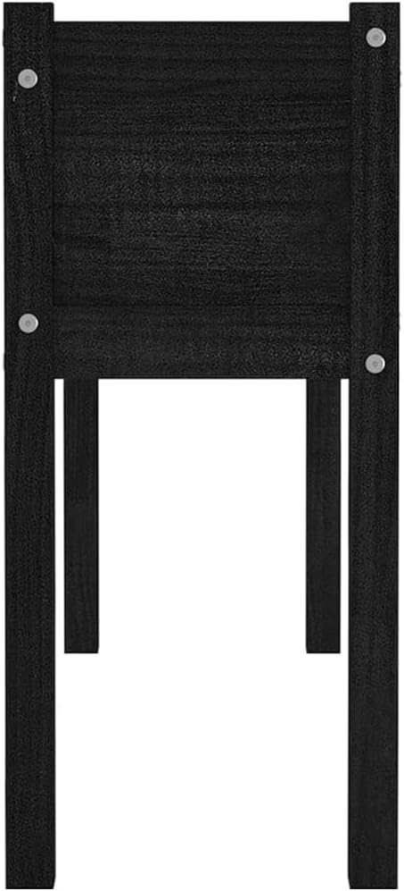 Large Outdoor Planter Set of 2 Black Solid Pinewood Raised Garden Bed 43.3x12.2x27.6 Inch Rectangular Planters for Outdoor Plants Gardening