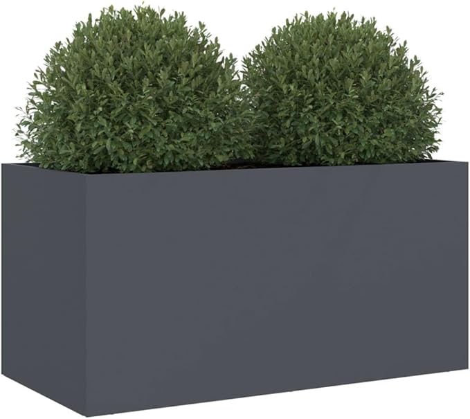 Anthracite Rectangular Planter 11.8x24.4x11.4 in Cold-Rolled Steel Raised Garden Bed Matte Finish Indoor Outdoor Elevated Box for Balcony Patio and Modern Urban Gardening