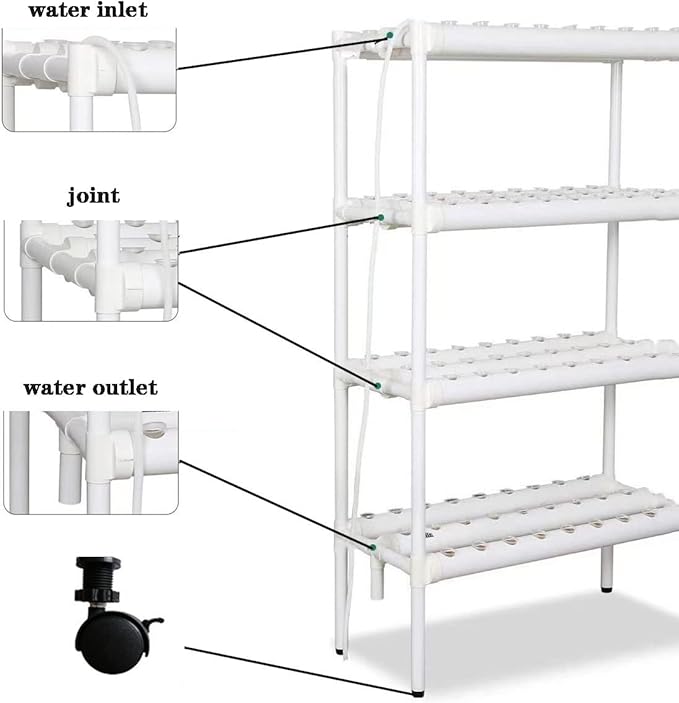 Lyfreen 4 Layers Hydroponics Growing SystemIndoor Garden with 108pcs Net Pots Hydroponics Supplies Cups Automatic Pump System Herb Garden Hydroponic Tower for Home Kitchen Gardening