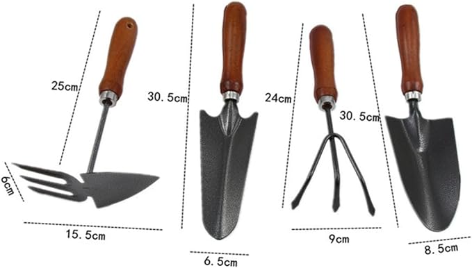 Garden Tools Set Mini Iron Spade with Wooden Handle 4pcs Thickened Planting Shovel for Gardening and Potting