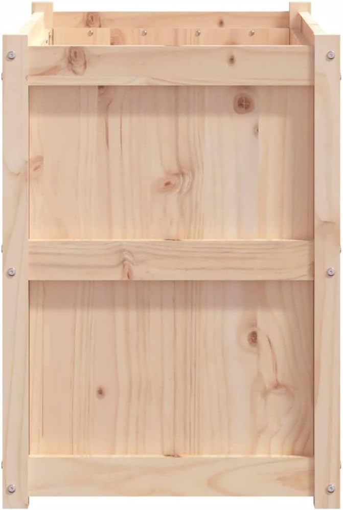 Garden Planter Natural Solid Pine Wood 35.4x19.7x27.6 Inch Raised Garden Bed Rectangular Outdoor Planter Box for Patio Balcony Herbs Flowers