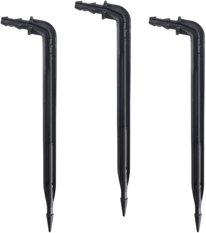 100-Pack 6 Inch Angled Drip Emitter Stake (FITS 1/4 &amp 1/8 TUBING) for Precise Watering &amp Irrigation Greenhouse Container Gardening Home Garden