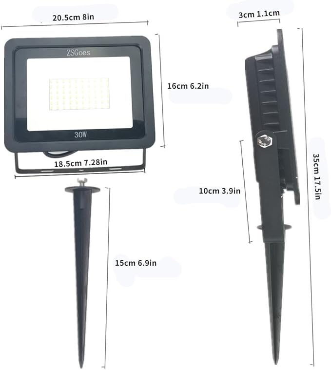 2 Pack Warm White 30W LED Flood Light Outdoor Waterproof IP65 Wall Security Landscape Lamp Home Square Yard Garage Street Pathway Spike Stand Low Voltage 12V 24V 36V 48V 60V DC AC