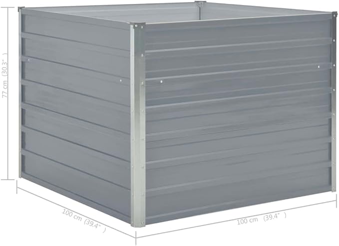 Raised Galvanized Garden Bed - 39.4 Steel Square Planter for Welded Landscape Patio Balcony - Durable Fencing Walls for Outdoor Gray Finish Cages