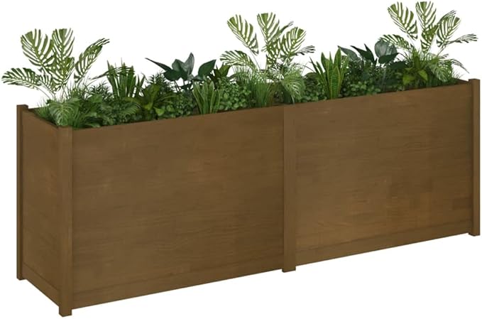Wooden Garden Planter Box Outdoor Raised Garden Bed Garden Yard Wood Box for Vegetables Flowers Herbs and Succulents Honey Brown 78.7x19.7x27.6 Solid Wood Pine