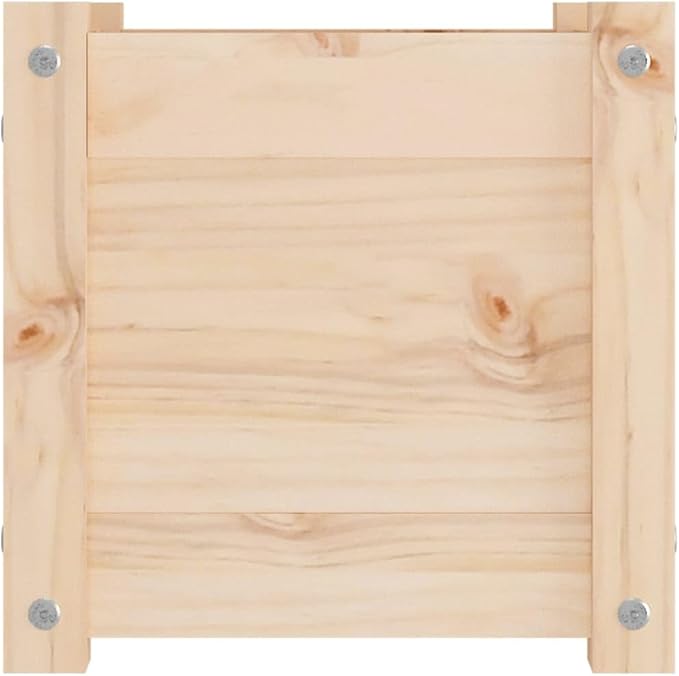 Natural Wood Planter Set of 2 Solid Pine Wood Square 12.2 inch Outdoor Indoor Garden Raised Bed Planters with Drainage Holes