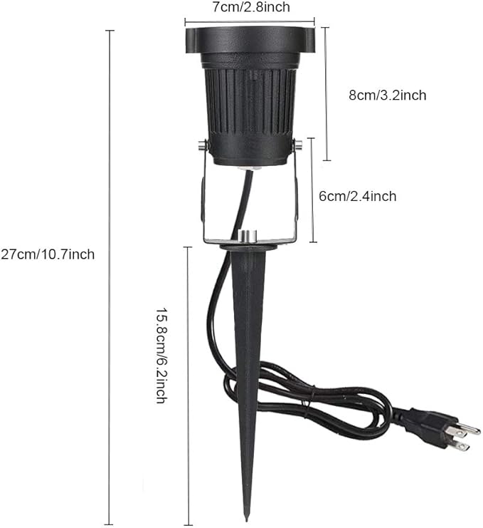 Pack of 2 Youngine Outdoor COB 5W LED Landscape Lights IP65 Waterproof COB Spotlights with Spiked Stand and US Plug for Outdoor Flag Yard Lawn Tree(Cool White)