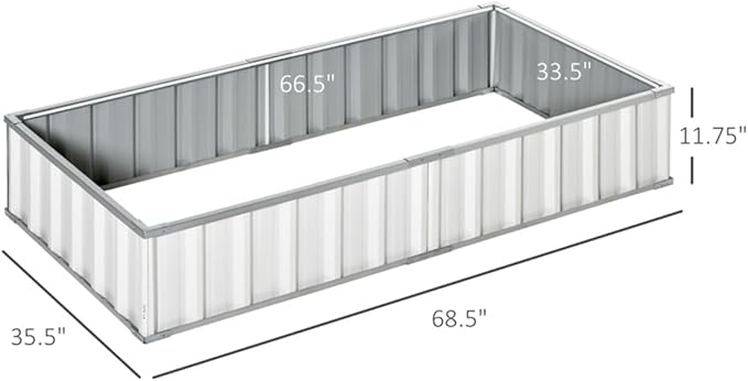 Garden BedEasy to Assemblefor VegetablesFruitsHerbs Flowers Metal Raised Garden(68.5 L x 35.5 W x 11.75 H). (White)