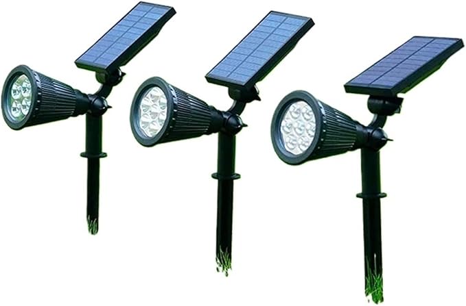 Solar Lawn Lights Highlighted Outdoor Landscape Spotlights Ip65 Waterproof Upgraded Solar Powered Wall Lamp Villa Garden(4LED-Warm Light)