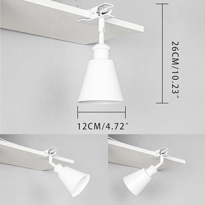 Clip Mount 5.9Ft Plug in Timing Cord Plant Light Full Spectrum White Light White Base White Metal Mini Shade Adjusted Angle Modern Clamp Light for Indoor Plants