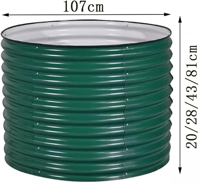 Thicker Round Galvanized Raised Garden Bed Kit Round Large Planting Box Rubber Strip Edging Planter Raised Beds for Planting Herbs and Flowers Diameter 107cm (Color : Gray Size : 107x43cm)
