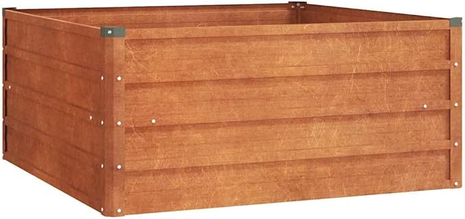 vidaXL Garden Raised Bed Flower Box Planter Pot corten Steel - 39.4x39.4x17.7 - Durable y Finish for Balcony Patio Garden