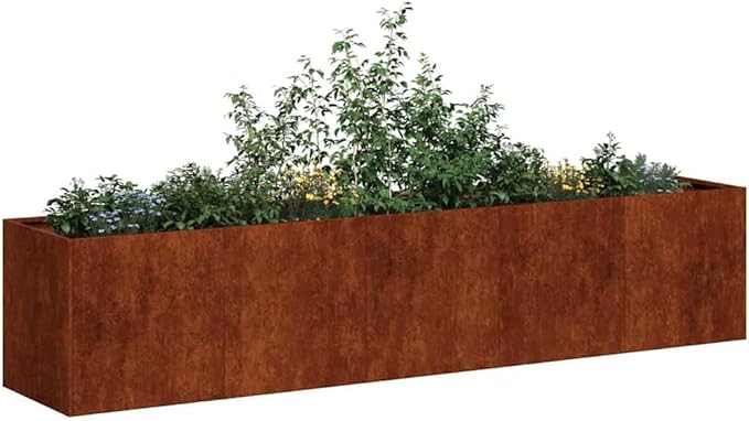Weathering Steel Planter Box Rusty Raised Garden Beds for Flowers Vegetables Herbs 78.7x15.7x15.7-193