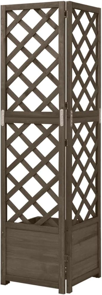 Corner Trellis Planter GrayFir Plant Raised Bed Box for Outdoor Climbing Plantation Patio Balcony Decor 15.7x15.7x59 Solid Fir Wood