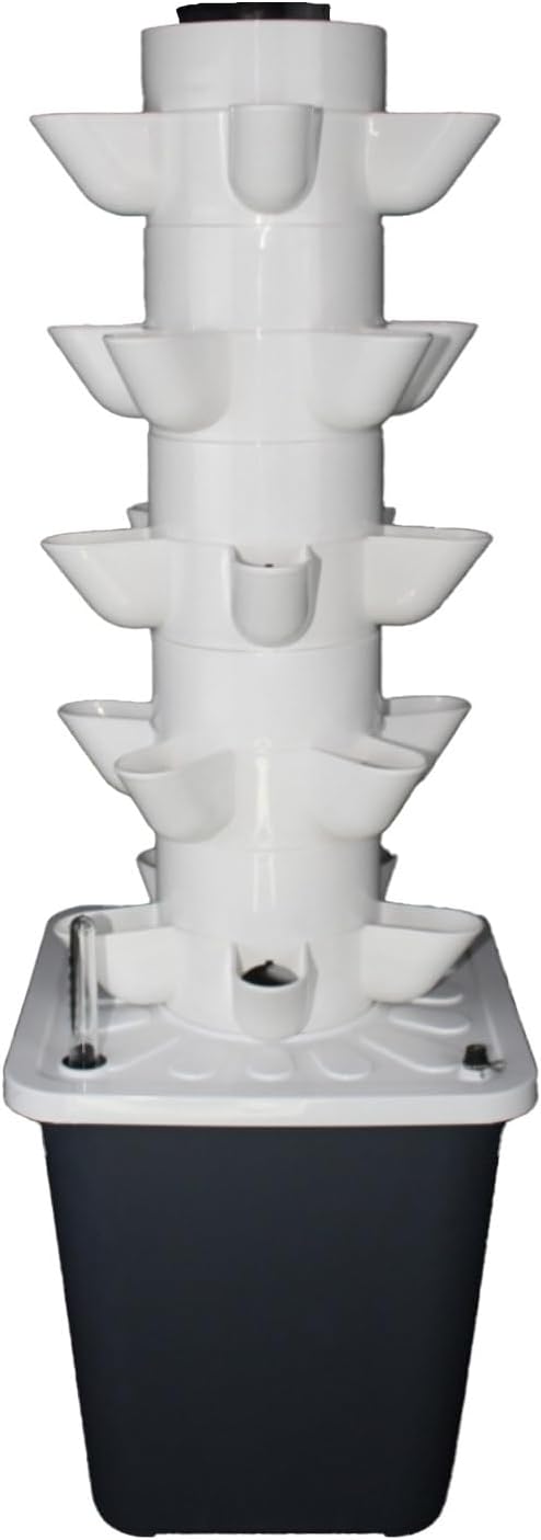 Hydroponic System Kit Vertical Hydroponic Tower Aeroponics Kit - Silent Water Pump Net Basin Adapter Indoor Herb and Fruit Cultivation 5layers25holes