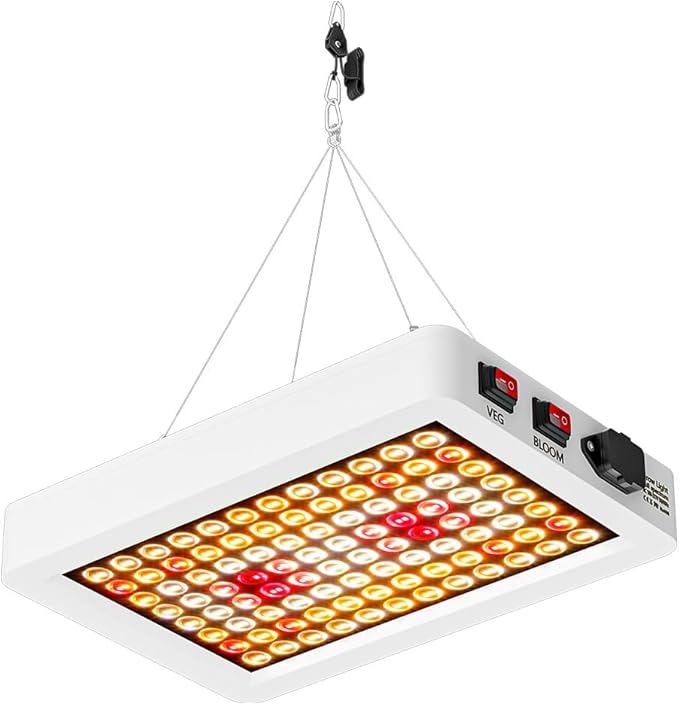 300W LED Full Spectrum Panel Light UV IR Indoor Plant Fill Lamp 100-277V Sunlike Veg/Bloom 2Modes Dimmable Seed Growth Box Greenhouse Tent Potted Flower Succulent Hydroponic Lighting with Hook US Plug