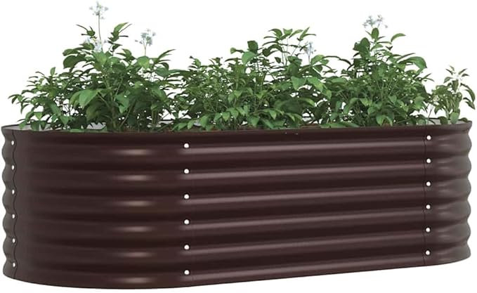 Steel Planter Raised Bed Metal Flower Box Planter Raised Beds Outdoor Garden for Planting Fruit 63x31.5x17.3 Brown-908