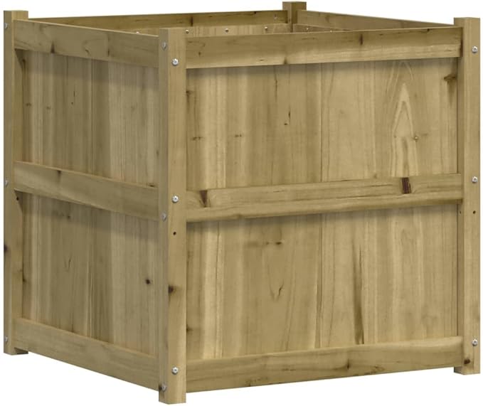Garden Planter Natural Wood Solid Pine Wood Extra Large 27.6x27.6x27.6 inch Square Raised Garden Bed for Outdoor Plants