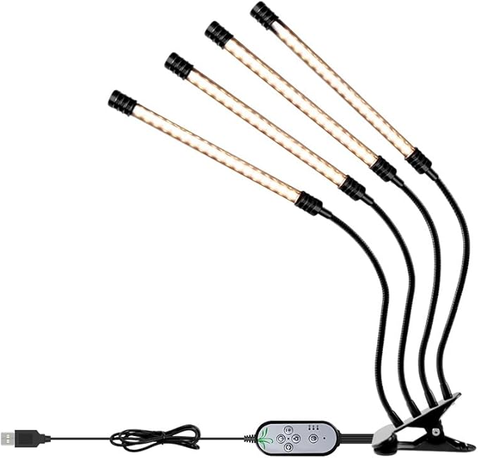 80W LED USB Full-Spectrum Sunlight Plant Growth Lamps 5V Low-Power Planting Bulb 5-Level Brightness Adjustment Automatic on/Off System Sunlight Seeding Cultivation LampingVegetable Cultivation