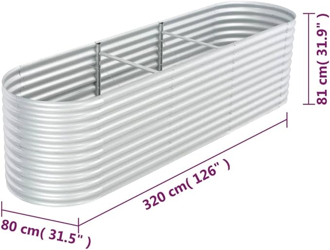 Garden Raised Bed PlanterGarden BedGalvanized Raised Garden BedPlanter Raised bedsGalvanized Planter126x31.5x31.9 Galvanized Steel Silver