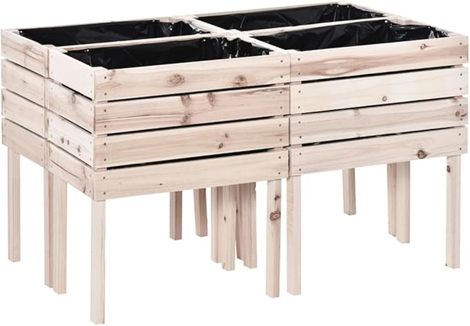 4 Pcs Raised Beds Wooden Planter Flower Shelf Wood Planter Box 19.75 L x 11.75 W x 23.5 H