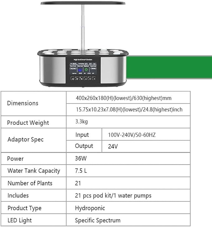 Hydroponics Growing Kit Smart Garden Planter with 4.8in LCD Screen Automatic Add Water and Nutrients for Home Kitchen Gardening Vegetable