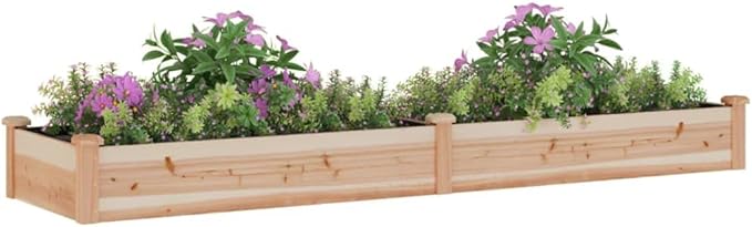 Light Brown Solid Fir Wood Garden Raised Bed 94.5x23.6x9.8 Inch Outdoor Planter for Vegetables Herbs Flowers Natural Finish