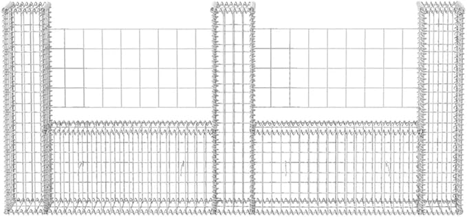 Gabion Basket U-Shape Galvanized Steel 94.5 x7.9x39.4 Gabion Raised Bed Gabion Cages Basket Steel Woven Gabion Net for Backyard Garden
