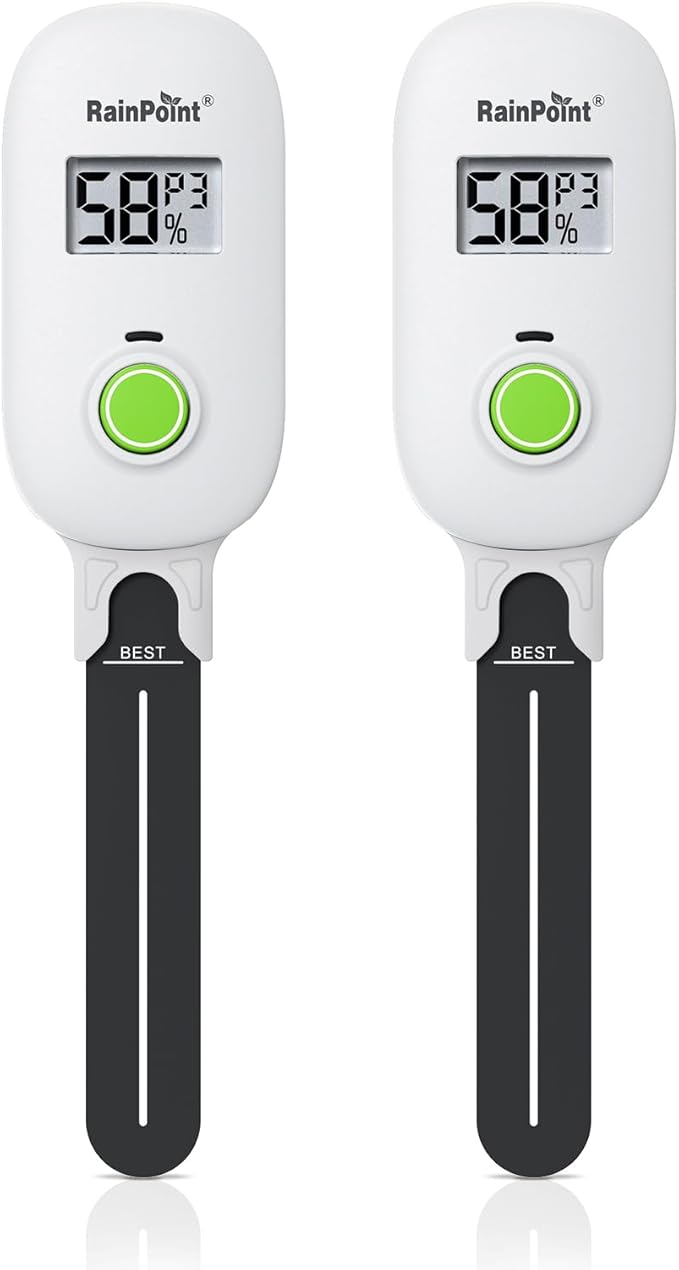 RAINPOINT Smart Digital Wireless Plant Moisture Meter Houseplant IndoorWiFi Hub NeededCapacitive ProbeLeave-in Soil Hygrometer SensorReal-time Monitor Outdoor Greenhouse Gardening(Two-Pack Set)
