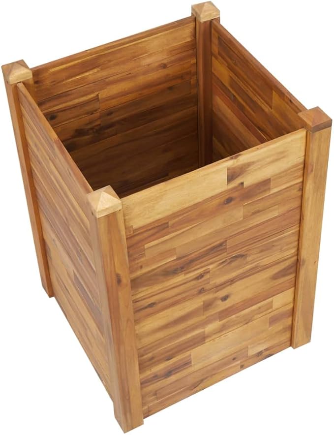 Outdoor Wooden Garden Raised Bed Raised Garden Bed Flower or Vegetable Planter Box for Garden Yard Wood Box for Planting 23.6x23.6x33.1 Solid Acacia Wood