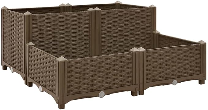 Raised Bed Garden Planter Outdoor Planter Box Natural Plant Pot Suitable for Vegetable Grass Lawn Yard 31.5x31.5x15 Polypropylene