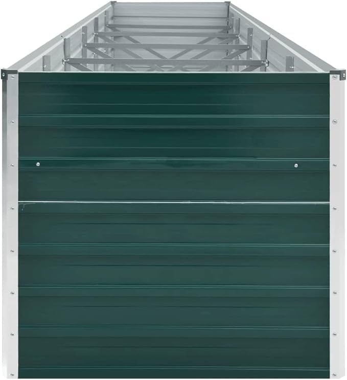 vidaXL Galvanised Steel Garden Raised Bed 480x77cm - Spacious Outdoor Planter Box for Vegetables/Flowers/Herbs Weather-Resistant Green