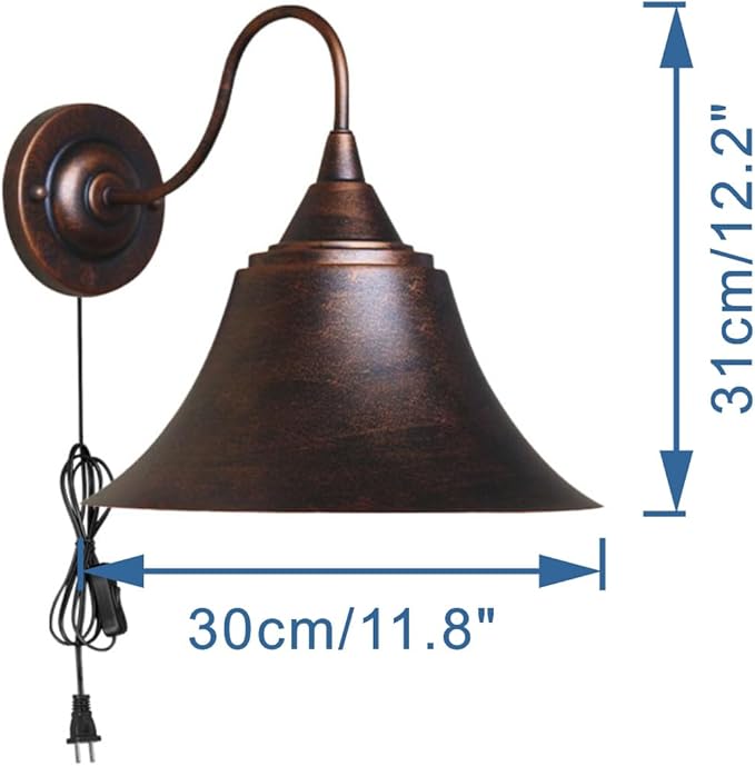 2-Pack Hook Mounted Plant Light Full Spectrum 4500K 10W Adjusted Light Beam Range 15-60° Industrial Style Rust Wall Lamp for Indoor Plants Flowers Growing