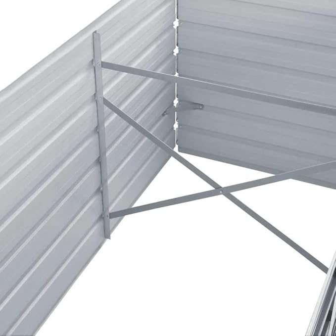 Raised Garden Bed Grey Galvanized Steel 94.5x31.5x30.3 in Sturdy Outdoor Planter Box for Vegetables Herbs Flowers