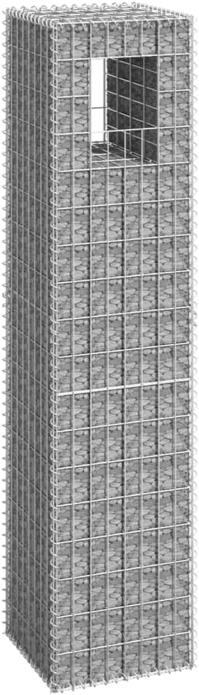 Gabion Basket Post Galvanized Steel Planter Raised BedGabion Raised Bed to Fill with Rocks or Gravel 15.7x15.7x70.9 Iron -AA