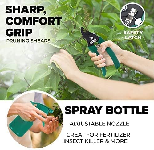 Scuddles Premium Gardening Kit for Women – 10 Stainless Steel Tools with Ergonomic Handles Tote Bag Kneeling Pad Shears Gloves Rake Trowel &amp Shovel – Garden Set for Planting Pruning &amp G