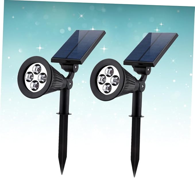 TEHAUX 2Pcs RGB Solar Spotlights with LEDs for Outdoor Lawn and Patio Ground Plug Landscape Lighting Auto Off for Garden