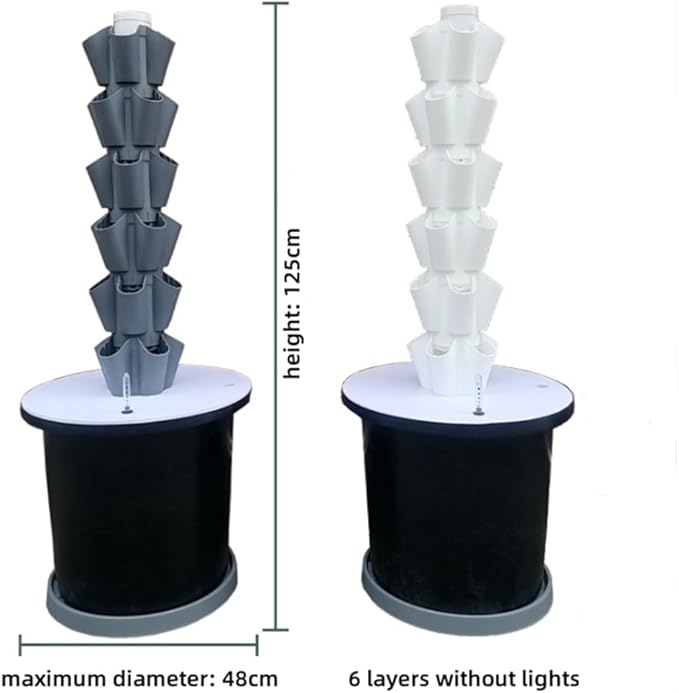 Hydroponics Tower Indoor Growing System 30/40/50-Plant Vertical Garden Planter with Pump and Movable Water Tank for Indoor Herbs Fruits Vegetables6 Tiers