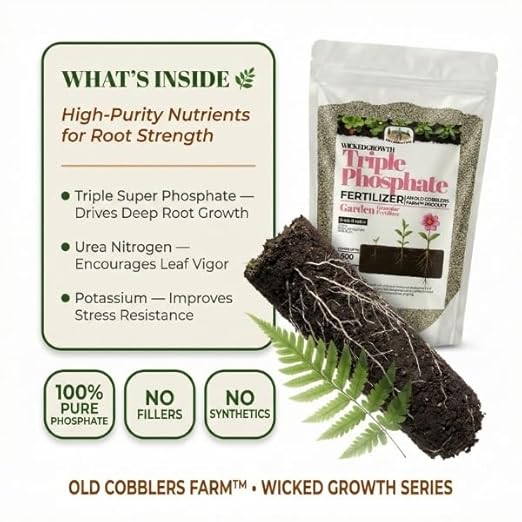 Old Cobblers Farm™ Wicked Growth Triple Phosphate Fertilizer - for Strong Roots and Vibrant Growth (5 lbs | 10 lbs | 15 lbs | 20 lbs) (10lbs)