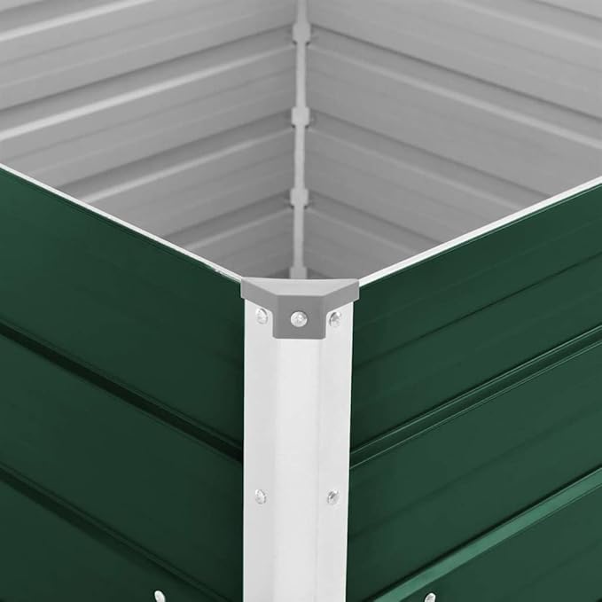 vidaXL Raised Garden Bed - Spacious 39.4x39.4x30.3 Square Galvanized Steel Green Planter - Perfect for Balconies Decks Patios or Gardens