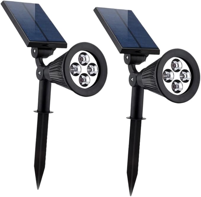 POPETPOP 2pcs Solar Garden Lights Led Ground Plug Landscape RGB Spotlight Outdoor Pathway Lights for Garden Patio Step Lighting